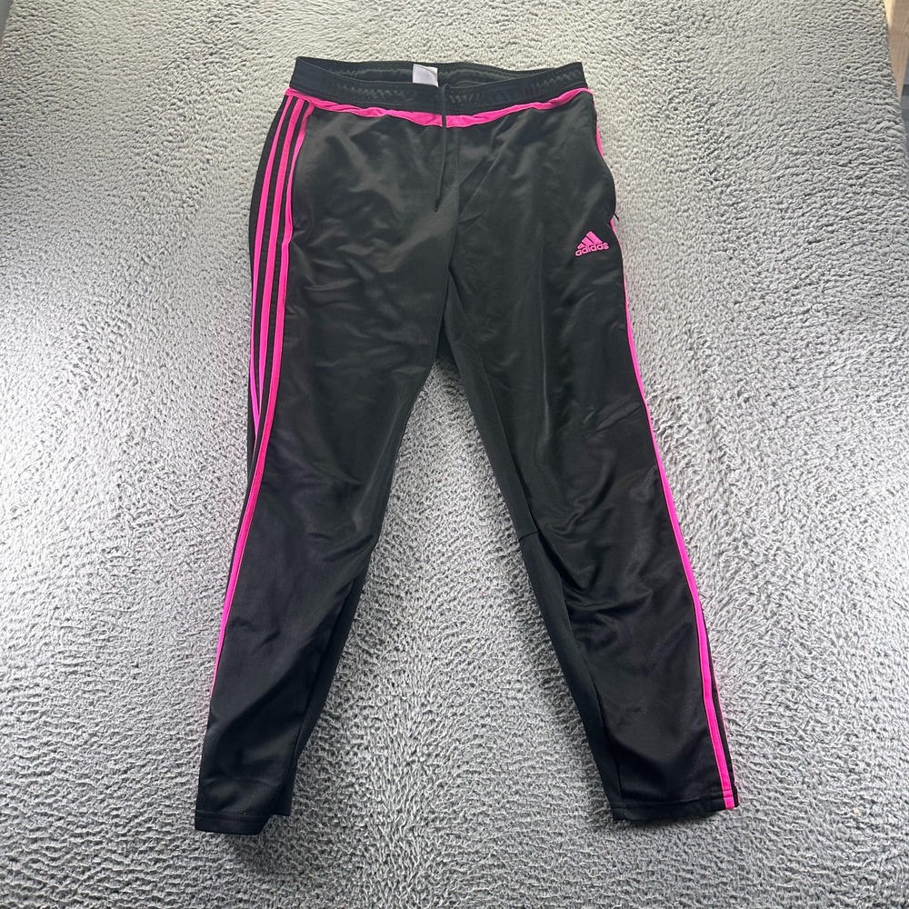 Adidas Climacool Pant Girls L Black Polyester Track Tapered Striped Performance